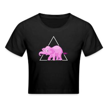 Elefanten Dickhäuter rosa Elefant im Porzelanladen - Frauen Cropped T-Shirt - Schwarz - Vorne - Marisol (170cm)