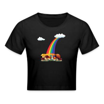 mushroom picking autumn rainbow mushroom picker - Cropped T-Shirt - black - Front - Marisol (170cm)