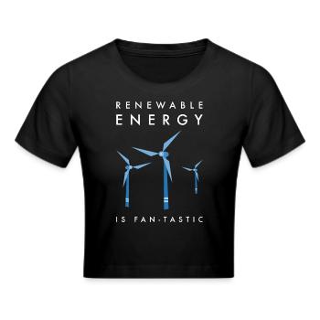 Windrad Klimaschutz Energiewende Umweltschutz - Frauen Cropped T-Shirt - Schwarz - Vorne - Marisol (170cm)