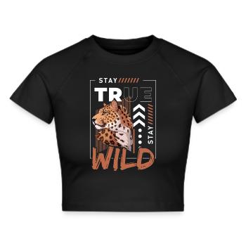 Africa Big Cat - Cropped T-Shirt - black - Front - Marisol (170cm)