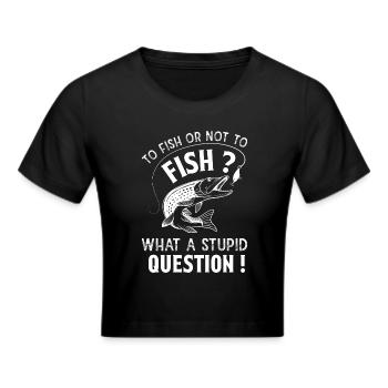 Poisson Blague Citation Drôle Pêcheur - Crop top - noir - Devant - Marisol (170cm)