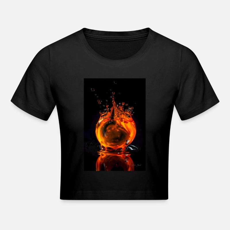 Drops orange 5 - Cropped T-Shirt - black