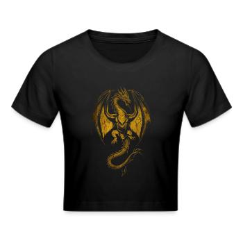Goldener Drache zügellos - Frauen Cropped T-Shirt - Schwarz - Vorne - Marisol (170cm)