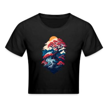 Beautiful bonsai tree scenery - Cropped T-Shirt - black - Front - Marisol (170cm)