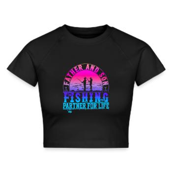 fisch, fisch, angeln, see, meer, angeln, fauna, exotisch - Frauen Cropped T-Shirt - Schwarz - Vorne - Marisol (170cm)