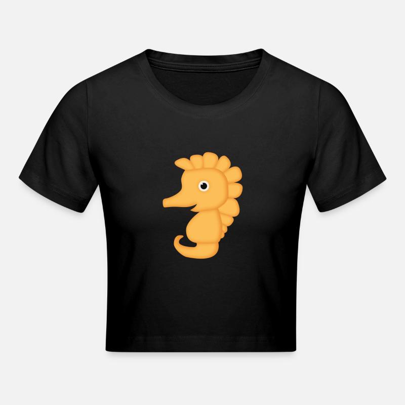 Hyppocampe petit cheval de mer cute orange - Crop top - noir