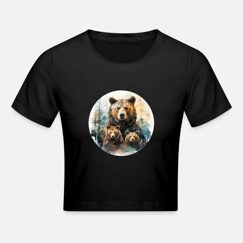 Orsi Orsi Orsi Papà Orsi Orsi Bambini Orso e Ragazzo - Maglietta crop - nero