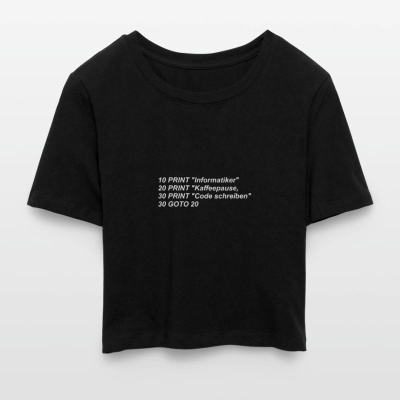 Lustiger Spruch, Informatiker, Basic, Retro, CODE, Frauen Cropped T-Shirt