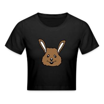 Hase Kaninchen Häschen Cartoon Kleintier niedlich - Frauen Cropped T-Shirt - Schwarz - Vorne - Marisol (170cm)