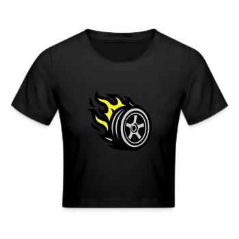 Reifen Flamme - Frauen Cropped T-Shirt - Schwarz - Vorne - Marisol (170cm)