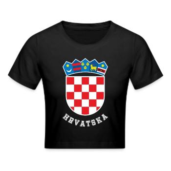 Kroatien wappen Flagge hrvatska t-shirt Fussball - Frauen Cropped T-Shirt - Schwarz - Vorne - Marisol (170cm)