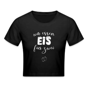 Wir essen EIS für Zwei Schwanger Schwangerschaft - Frauen Cropped T-Shirt - Schwarz - Vorne - Marisol (170cm)