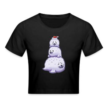 Chonky Seal Sneeuwpop Kerstmis - Cropped T-Shirt - zwart - Voor - Marisol (170cm)