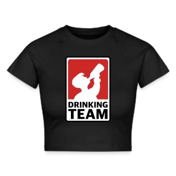 Drinking Team | Beer, BBQ, Party, Summer, Sun - Cropped T-Shirt - black - Front - Marisol (170cm)