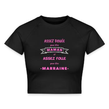 Maman marraine folle humour - Crop top - noir - Devant - Marisol (170cm)
