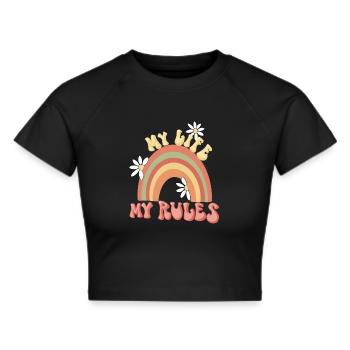 ARC EN CIEL70s - Frauen Cropped T-Shirt - Schwarz - Vorne - Marisol (170cm)