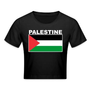 Palestine Palestinian Flag T-Shirt - Cropped T-Shirt - black - Front - Marisol (170cm)