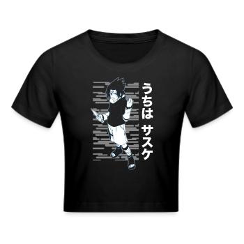 Naruto Cooles Design Mit Sasuke - Frauen Cropped T-Shirt - Schwarz - Vorne - Marisol (170cm)
