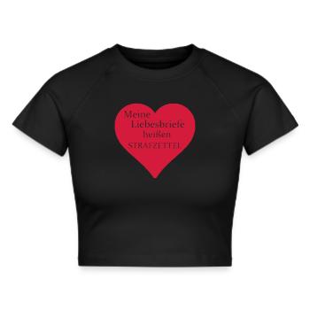 Strafzettel Liebe Spruch Geschenk Herz Polizei - Frauen Cropped T-Shirt - Schwarz - Vorne - Marisol (170cm)