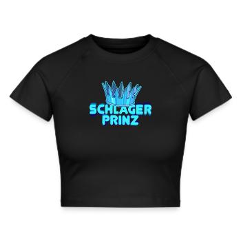Schlager prince folk music fan crown statement - Cropped T-Shirt - black - Front - Marisol (170cm)