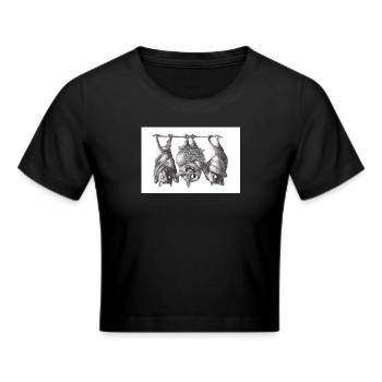 Vampireule und Fledermäuse - Frauen Cropped T-Shirt - Schwarz - Vorne - Marisol (170cm)