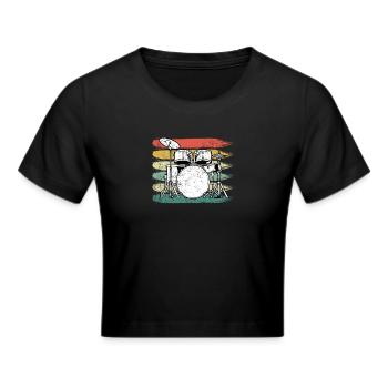 Schlagzeuger Schlagzeug - Frauen Cropped T-Shirt - Schwarz - Vorne - Marisol (170cm)