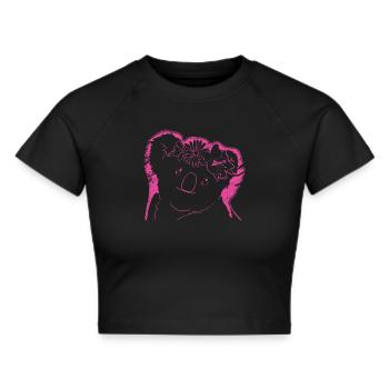 Koala Koalabär - Frauen Cropped T-Shirt - Schwarz - Vorne - Marisol (170cm)