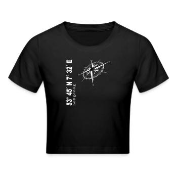 Langeoog - Frauen Cropped T-Shirt - Schwarz - Vorne - Marisol (170cm)