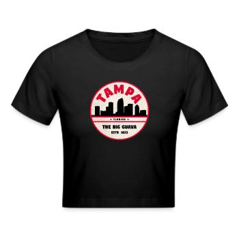 Tampa Skyline Retro Badge - Frauen Cropped T-Shirt - Schwarz - Vorne - Marisol (170cm)