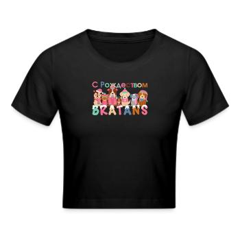 Frohe Weihnachten Hunde russisch Geschenk - Frauen Cropped T-Shirt - Schwarz - Vorne - Marisol (170cm)