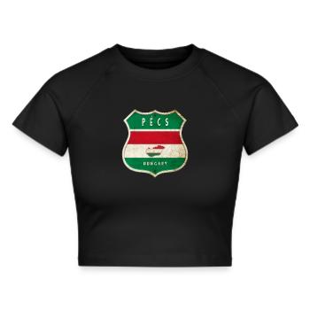 Pécs Ungarn Wappen Flaggen Design - Frauen Cropped T-Shirt - Schwarz - Vorne - Marisol (170cm)