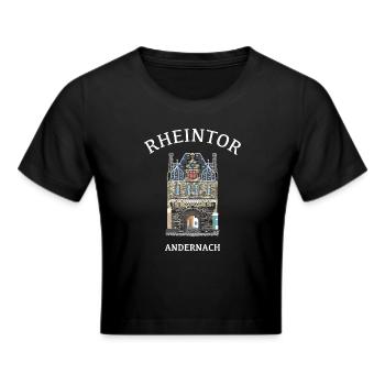 Kultiges Rheintor in Andernach - Frauen Cropped T-Shirt - Schwarz - Vorne - Marisol (170cm)