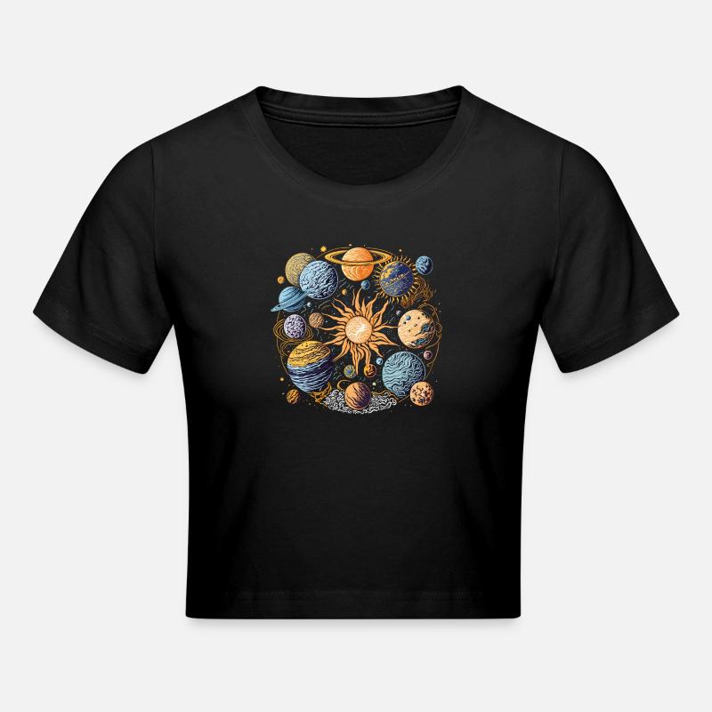 Solar system - Cropped T-Shirt - black