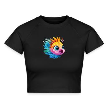 Fish Colorful - Cropped T-Shirt - black - Front - Marisol (170cm)