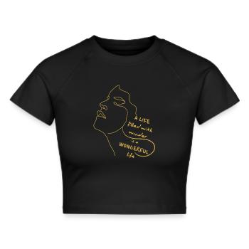 Vie pleine de merveilles – Citation sur l’art au trait - Crop top - noir - Devant - Marisol (170cm)