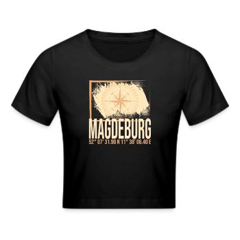 Magdeburg Koordinaten - Frauen Cropped T-Shirt - Schwarz - Vorne - Marisol (170cm)