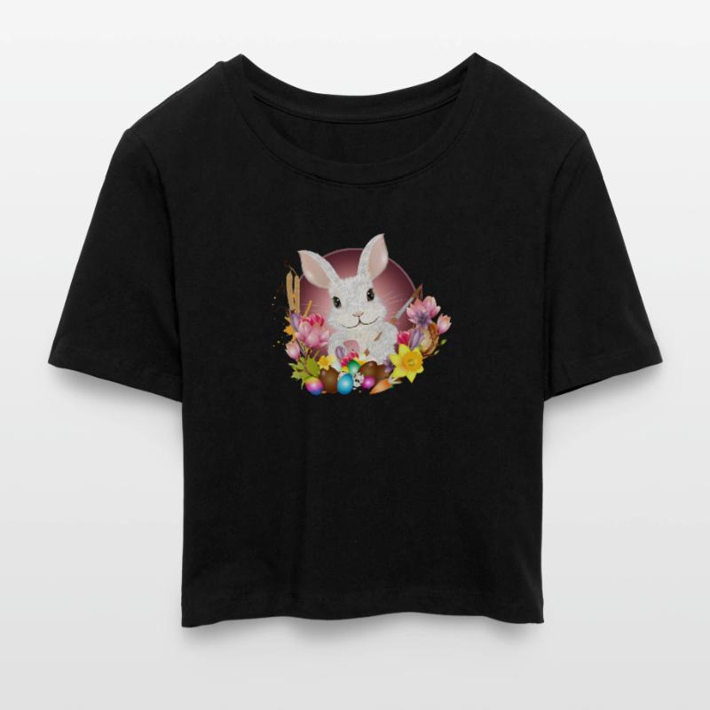 white rabbit with easter eggs as easter bunny Cropped T-Shirt