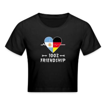 Argentinien und Deutschland 100% Freundschaft - Frauen Cropped T-Shirt - Schwarz - Vorne - Marisol (170cm)