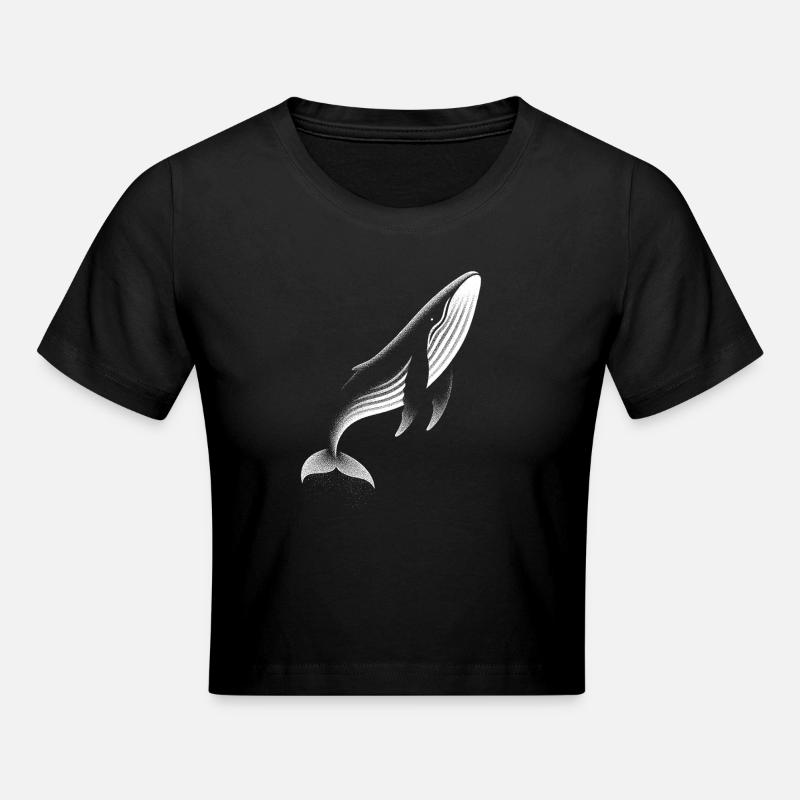 Stylish Whale Dotwork Design - Cropped T-Shirt - black
