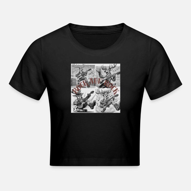 Illustration de cerf à bascule - Crop top - noir