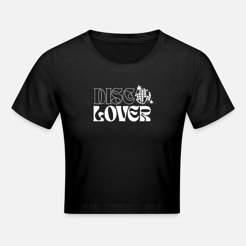 Palla da discoteca retrò e design delle stelle spaziali - Maglietta crop - nero