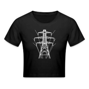 Weiße Strommast-Silhouette - Frauen Cropped T-Shirt - Schwarz - Vorne - Marisol (170cm)