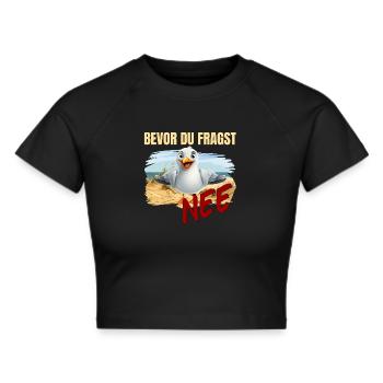 Bevor du fragst - Nee - Frauen Cropped T-Shirt - Schwarz - Vorne - Marisol (170cm)