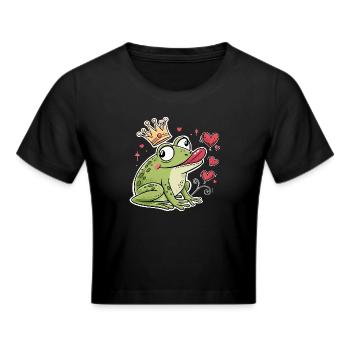 Froschkönig Karneval Fasching Konfetti - Frauen Cropped T-Shirt - Schwarz - Vorne - Marisol (170cm)