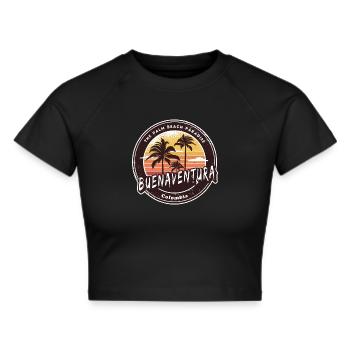 Buenaventura Palmen Strand Design - Frauen Cropped T-Shirt - Schwarz - Vorne - Marisol (170cm)