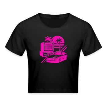 Miami Retro Pop Art - Frauen Cropped T-Shirt - Schwarz - Vorne - Marisol (170cm)