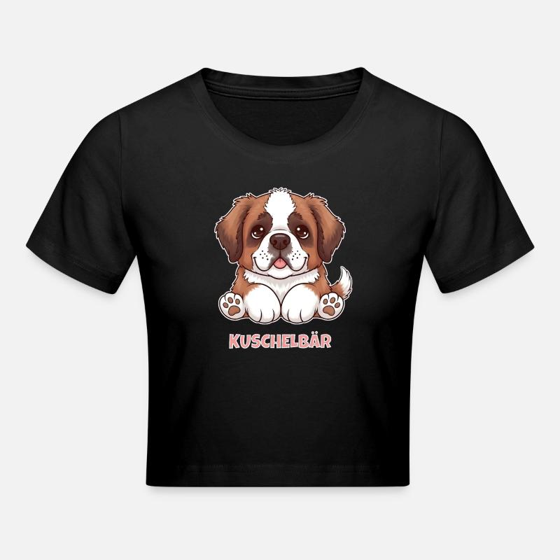 Mignon Saint-Bernard Chien Chiot Ours Câlin - Crop top - noir