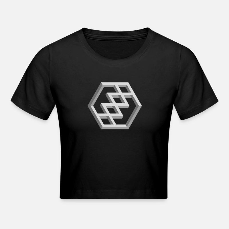 Futuristic Geometry Pattern - Cropped T-Shirt - black