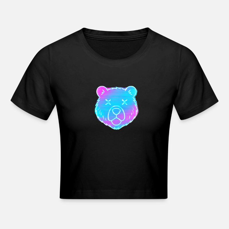 Neon Bear Head Gradient - Cropped T-Shirt - black