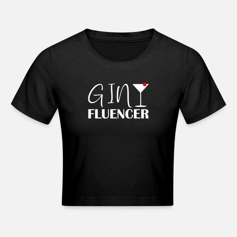 Ginfluencer Gin Statement Gin Drinker Saying - Cropped T-Shirt - black
